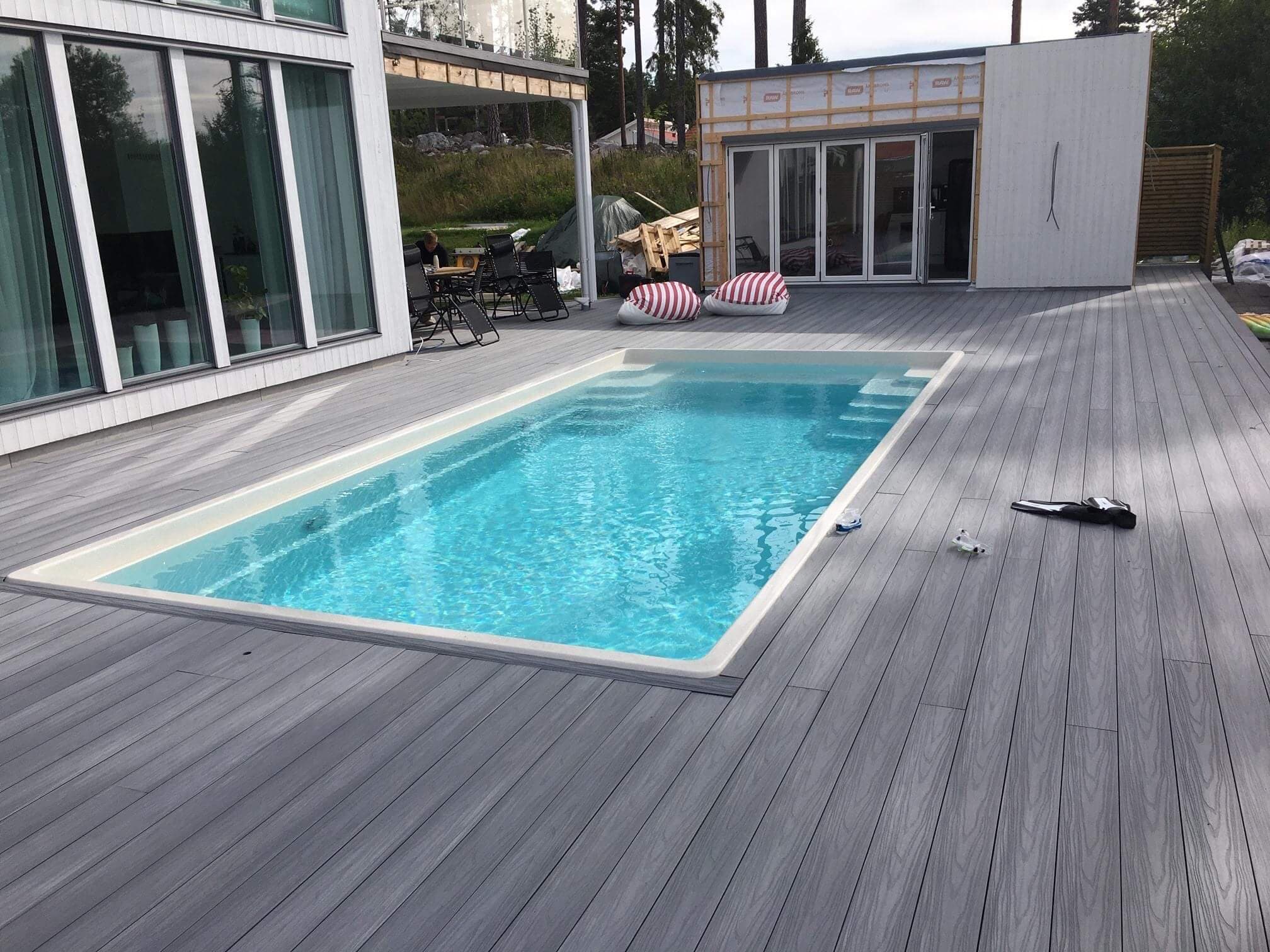 Green Plank pool decking
